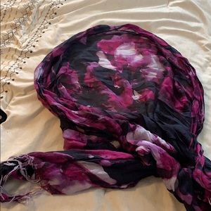 Purple floral patterned scarf
